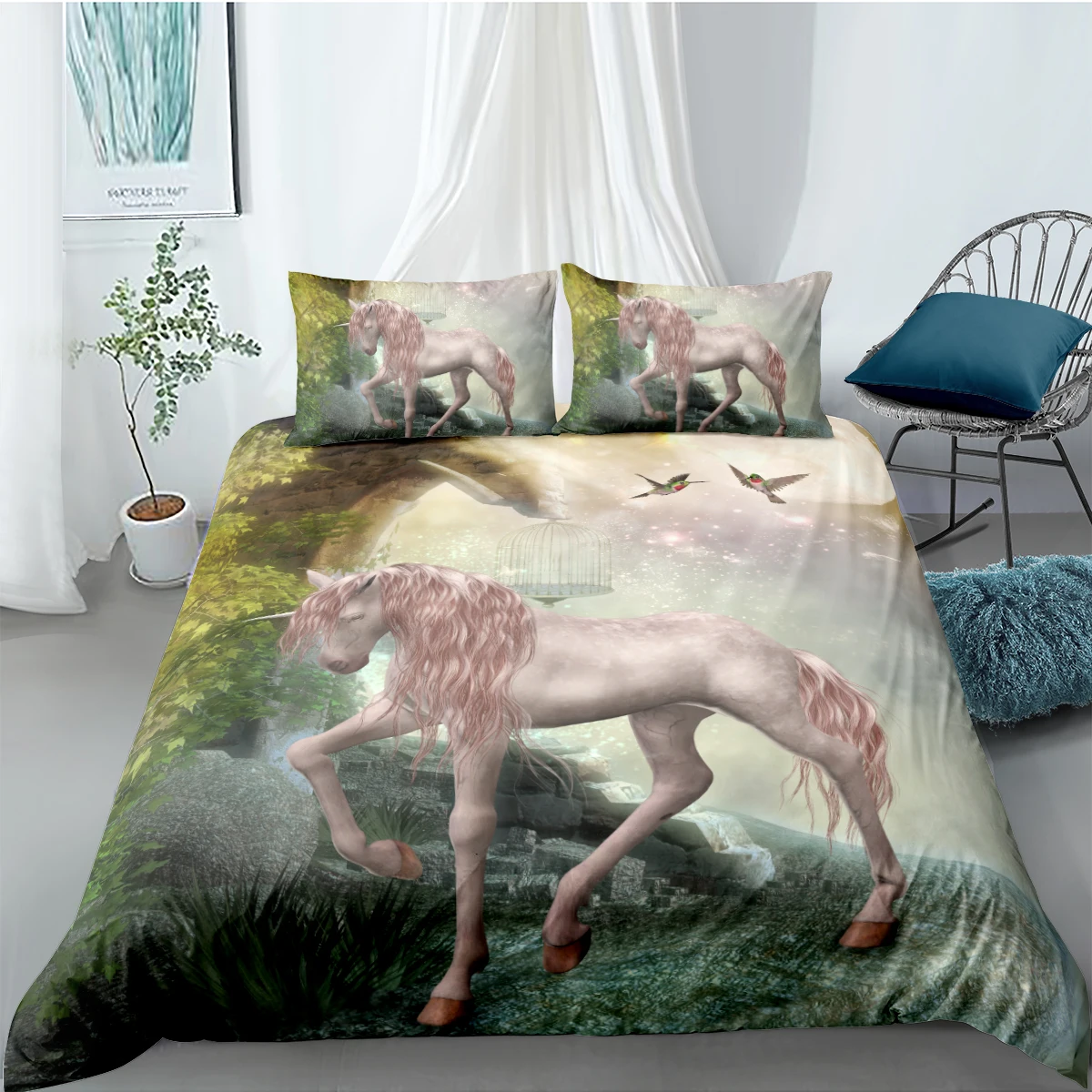

Комплект постельного белья с рисунком лошади, 160x220 см
