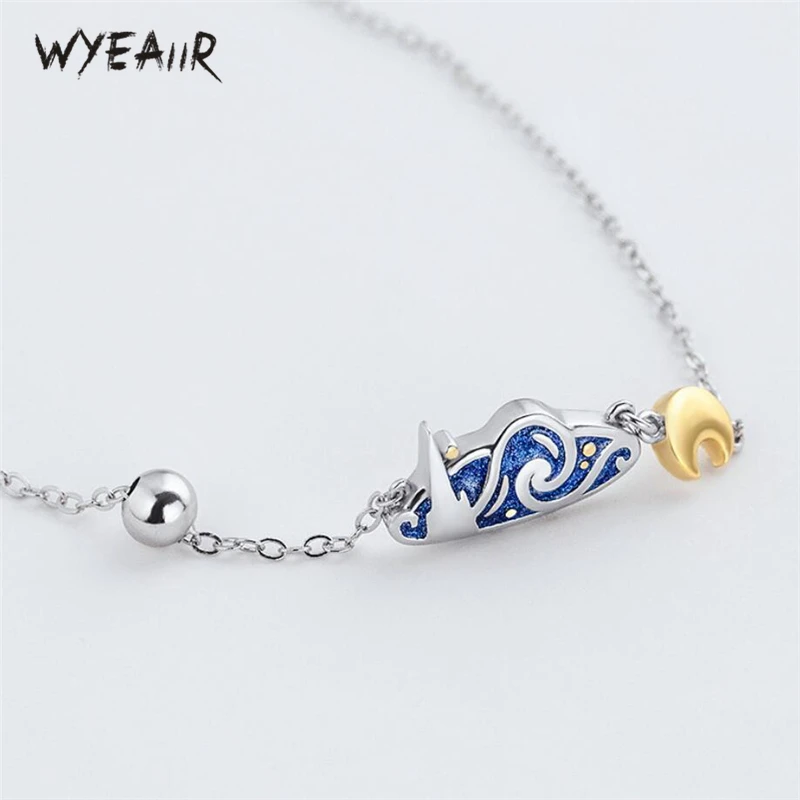 WYEAIIR женское серебряное колье с голубыми каплевидными глазурями Ван Гога