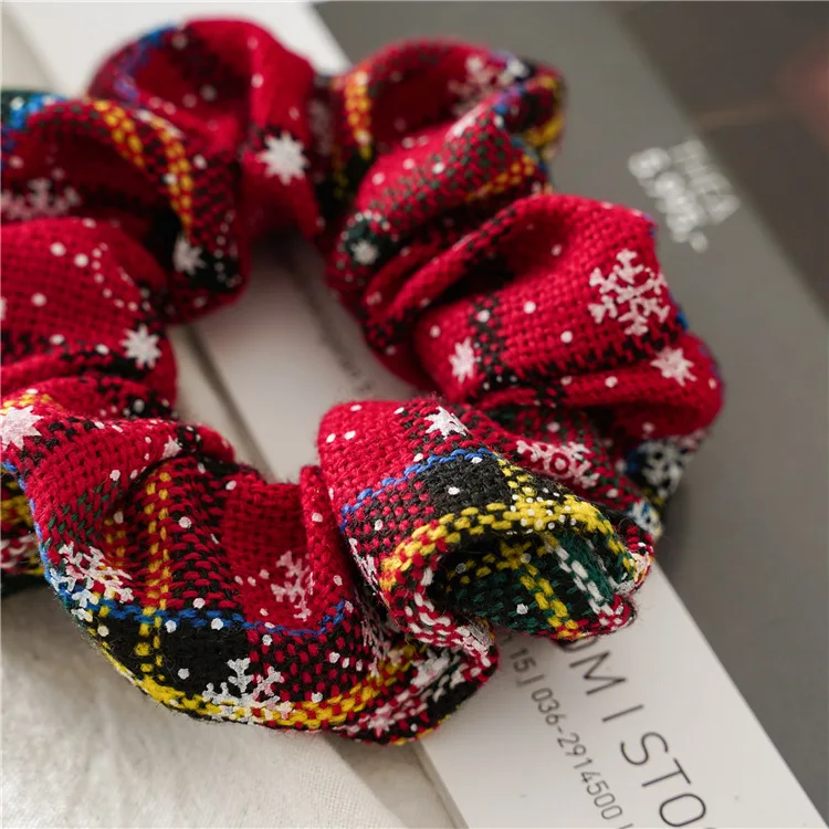 Рождественская Милая сетчатая клетчатая резинка для волос аксессуары |