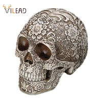 vilead 20cm carved skull resin craft white skull head halloween party decor skull sculpture ornament home decoration research