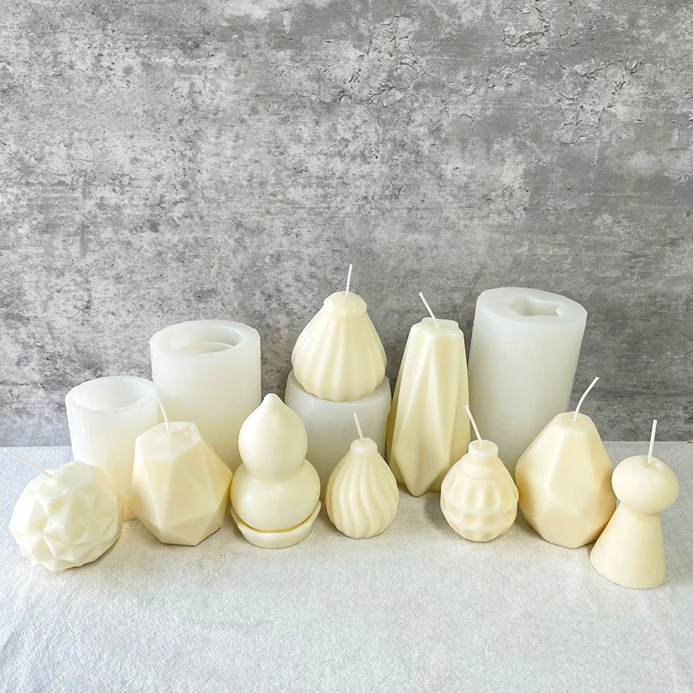 

Силиконовая форма в виде свечи 3D геометрической формы, «сделай сам», многоугольник в форме груши, Алмазный торт, мыло ручной работы, украшен...