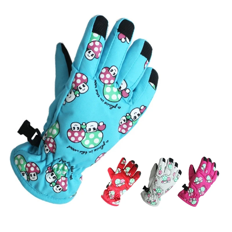 

Toddler Kids Winter Warm Snow Ski Gloves Cartoon Mushroom Plush Lined Mittens M68C