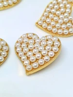 10pcs gold plated heart buttons for clothing sewing accessories pearl beaded button for women coat cardigan decorative diy new