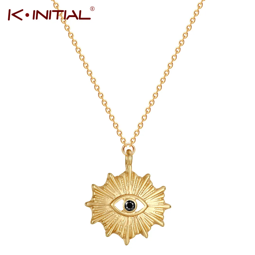 Модное женское ожерелье Kinitial от сглаза Золотая цепочка каменные ожерелья для