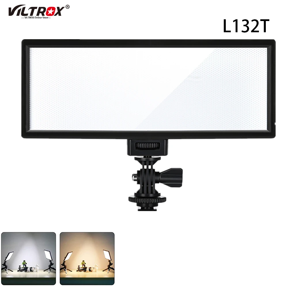 VILTROX L132T Ultra-Thin LED Video Panel Light Dimmable Flat Panel Light Adjustable Compatible Canon Nikon Sony Panasonic DSLR