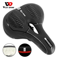 west biking mtb bike saddle waterproof rail hollow breathable comfortable seat with reflective stripe road bicycle accessories