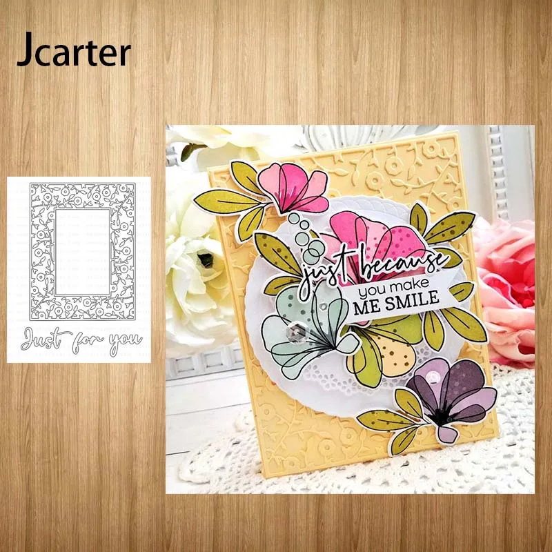 

just for you Flower Rectangle Frame Metal Cutting Dies Craft for Scrapbooking Knife Mould Blade Punch Stencils Dies Cut Model
