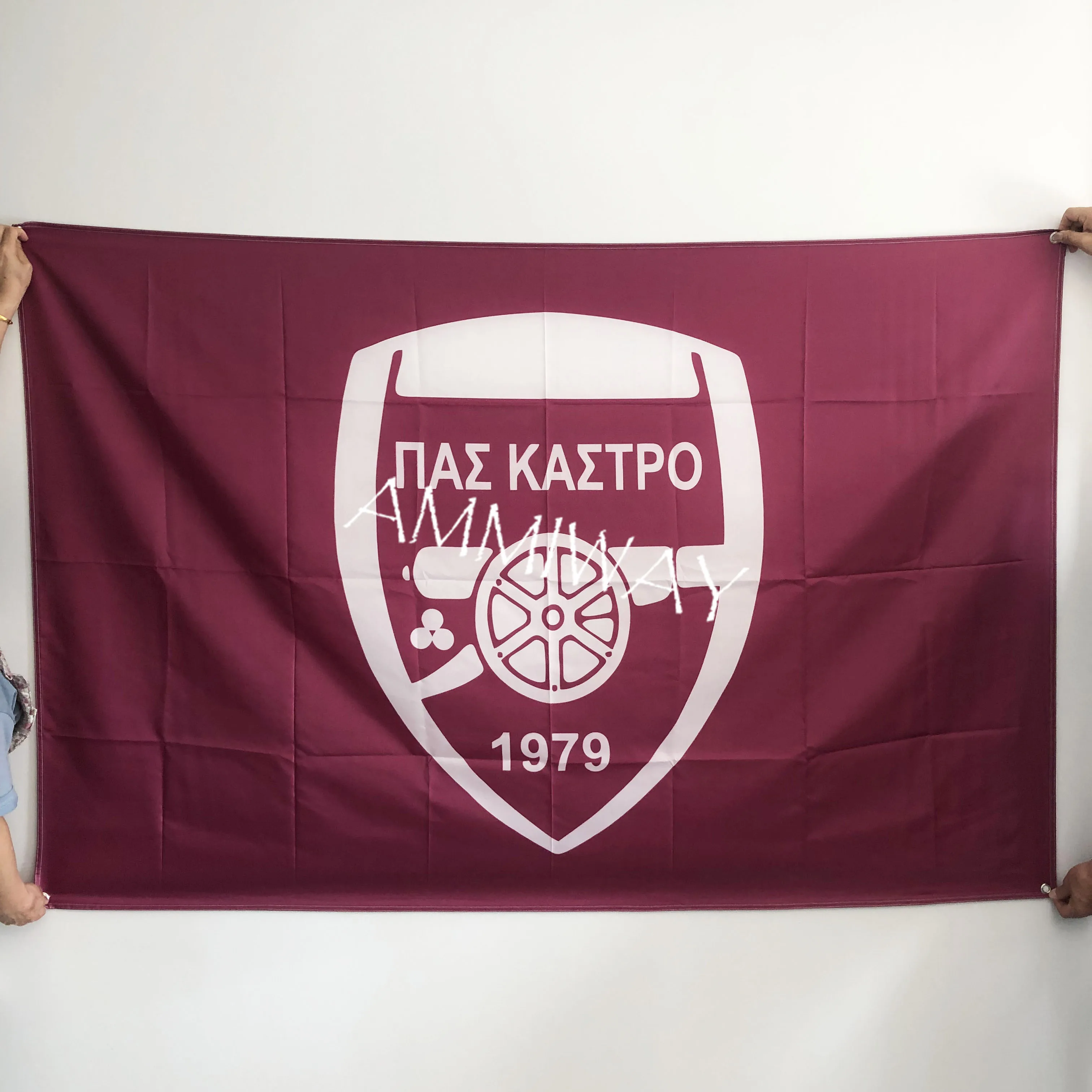 Двусторонний печатный логотип AMMIWAY любого размера флаги и баннеры с крышкой вала