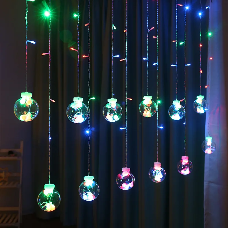 

2.5m Wishing Ball Curtain Light String Christmas Decorations 8cm Balls for New Year Indoor Outdoor Xmas Tree Garland Decorations