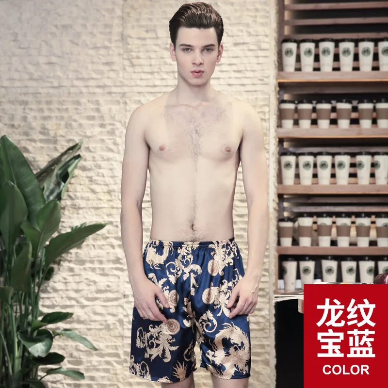

2021 Men's Silk Home Cool Skin Friendly Pants Silk Pants Men Sleep Shorts MenSummer Color Dragon Shorts
