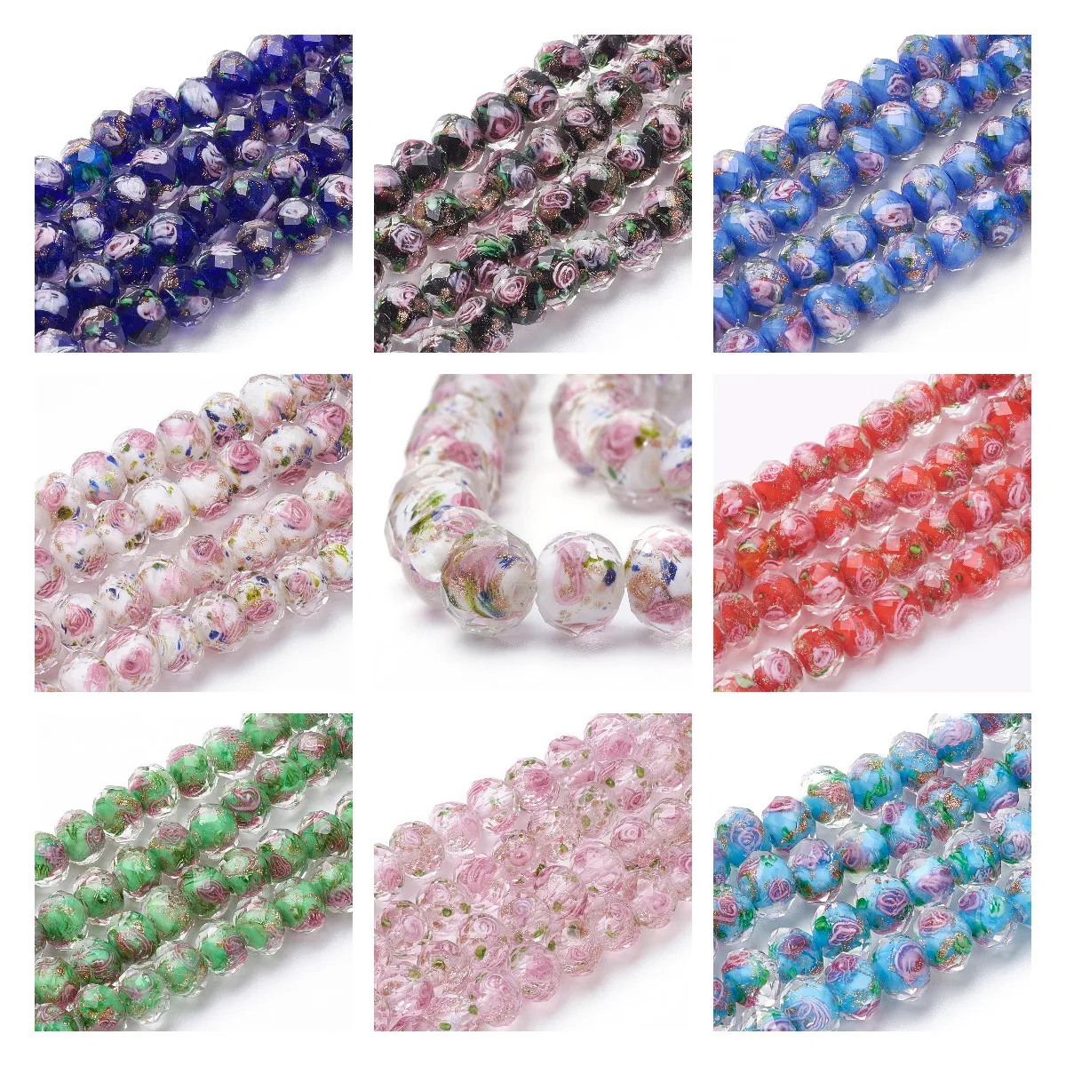 

Около 60 шт./нитка 10 мм, роза, цветок, граненые бусины, золотой песок, лэмпворк, стеклянные бусины, зеркальные браслеты, поделки