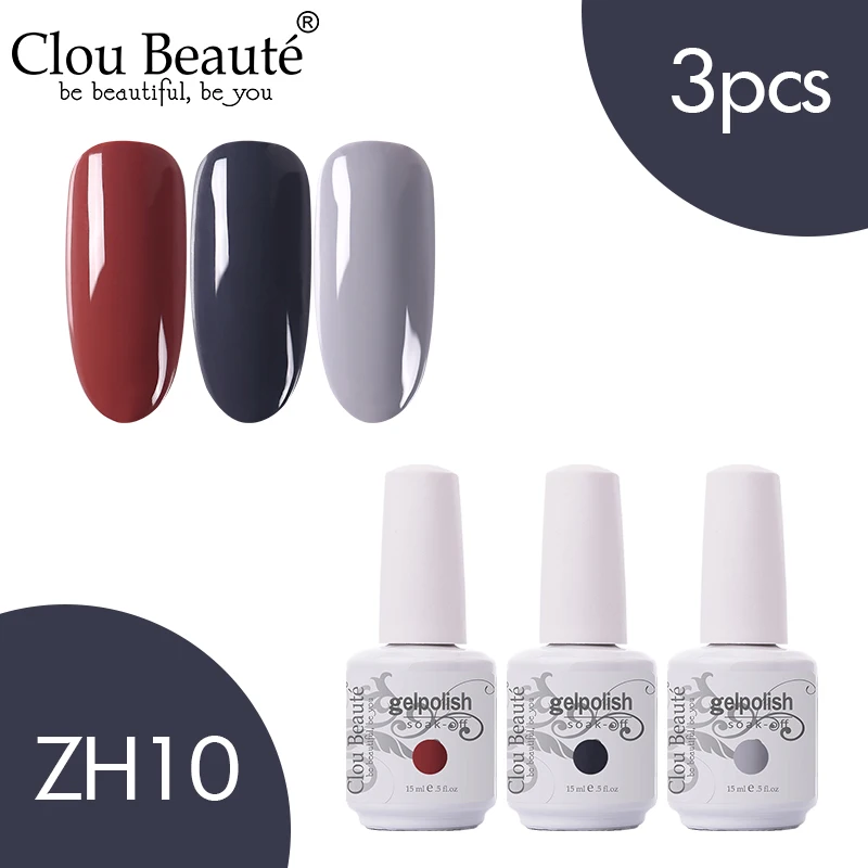 ZH10 Clou Beaute 3 шт. 15 мл Гель-лак набор УФ светодиодный лак для ногтей для маникюра УФ-гель для ногтей Топ УФ светодиодный гель для ногтей Гибридный гель для ногтей - Цвет: ZH10