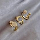 Женское Открытое кольцо из трех частей, готическое геометрическое кольцо с цирконом золотого цвета, необычный подарок для девушки, 2021