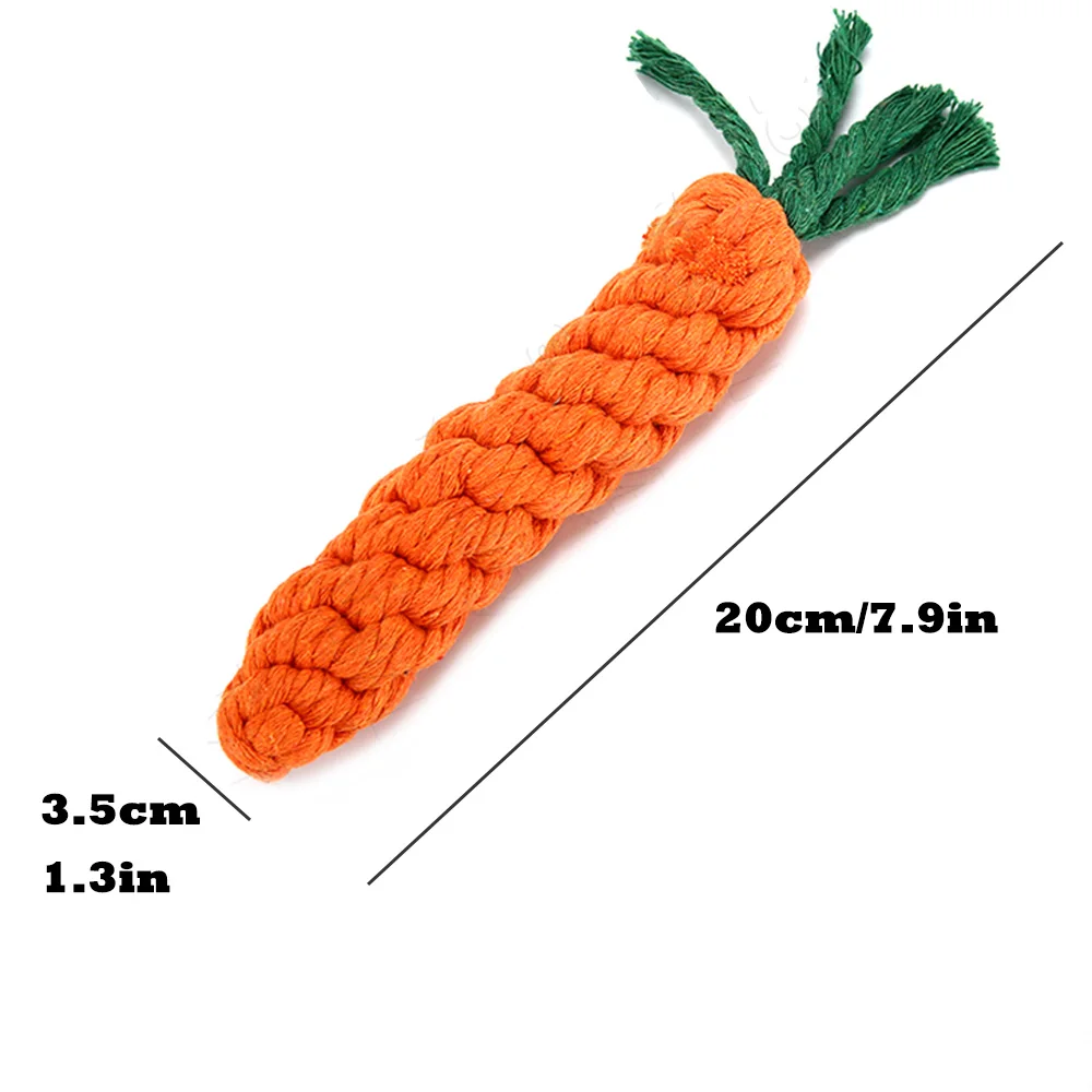 Carrot Жевательные игрушки для собак, хлопковые морковки, игрушки для щенков, Интерактивная веревка, игрушка для маленьких и больших собак, зубы для чистки, прочные игрушки для домашних животных, игрушки для активного отдыха TY0106 - Color: Carrot