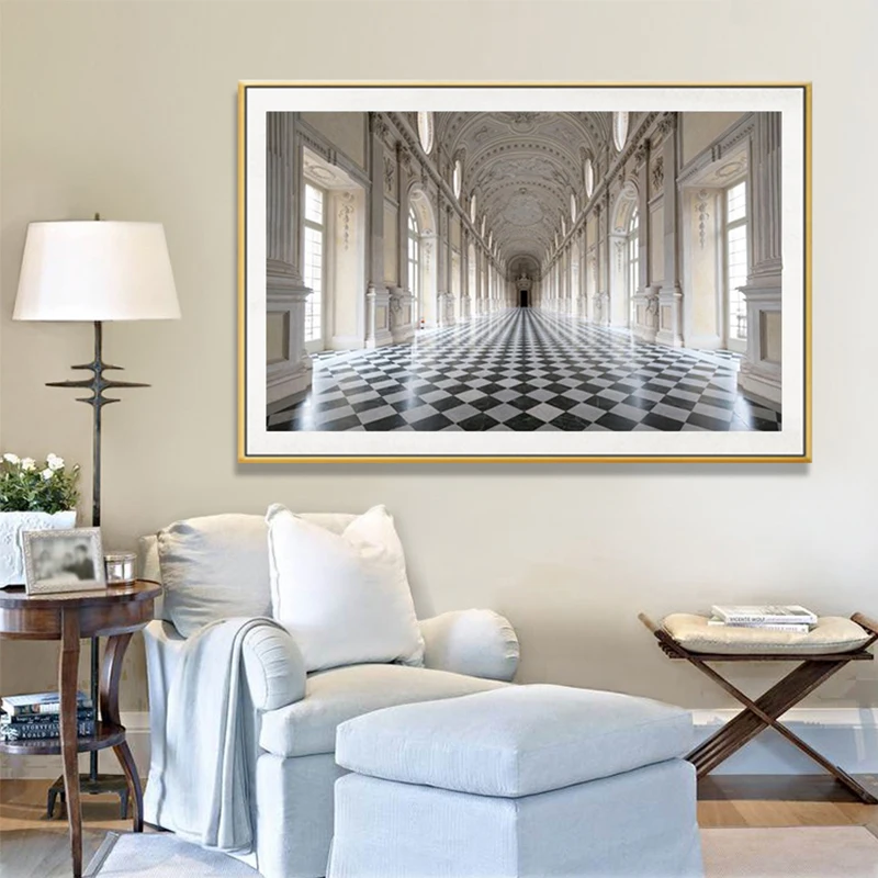 

GOODECOR The Palace of Venaria Wall Art Landscape Canvas Painting for Living Room Print Poster Picture Art Home Decoration