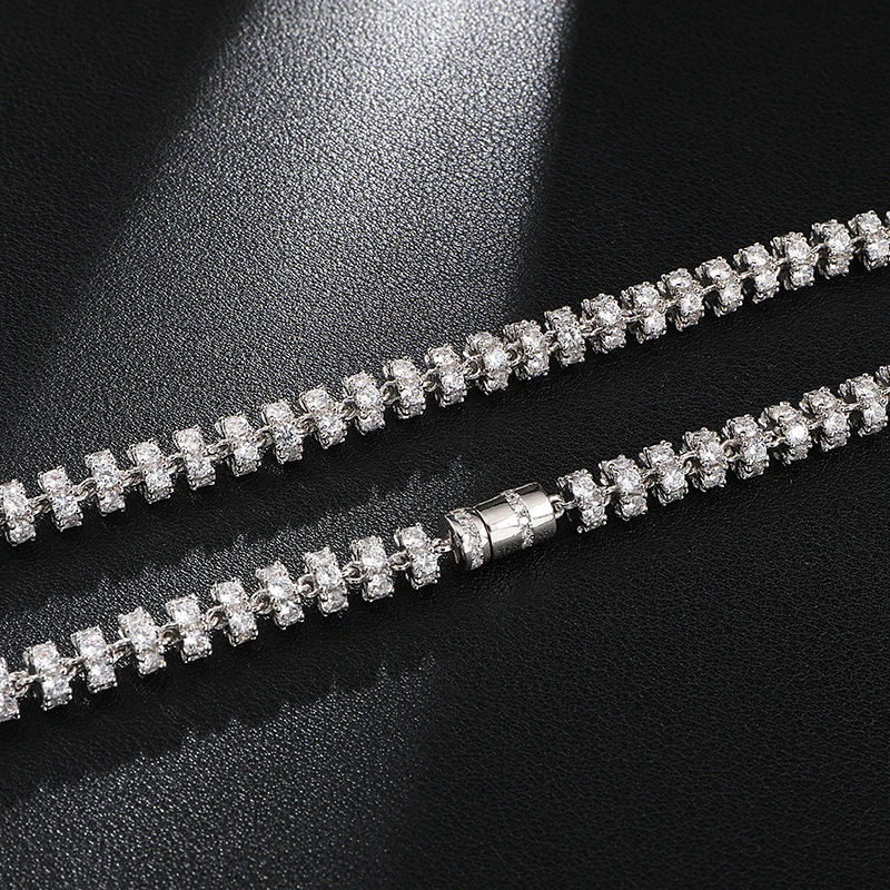 Hip Hop 6MM Bling AAA CZ Cubic Zirconia Iced Out Round Link Chain Necklace For Men Women Rapper Jewelry 18''-24''