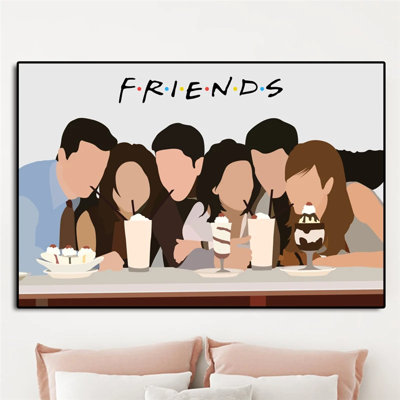 

Friends TV Show Poster Minimalist Art Canvas Painting Wall Picture Cartoon Print Living Room Home Bedroom Decoration