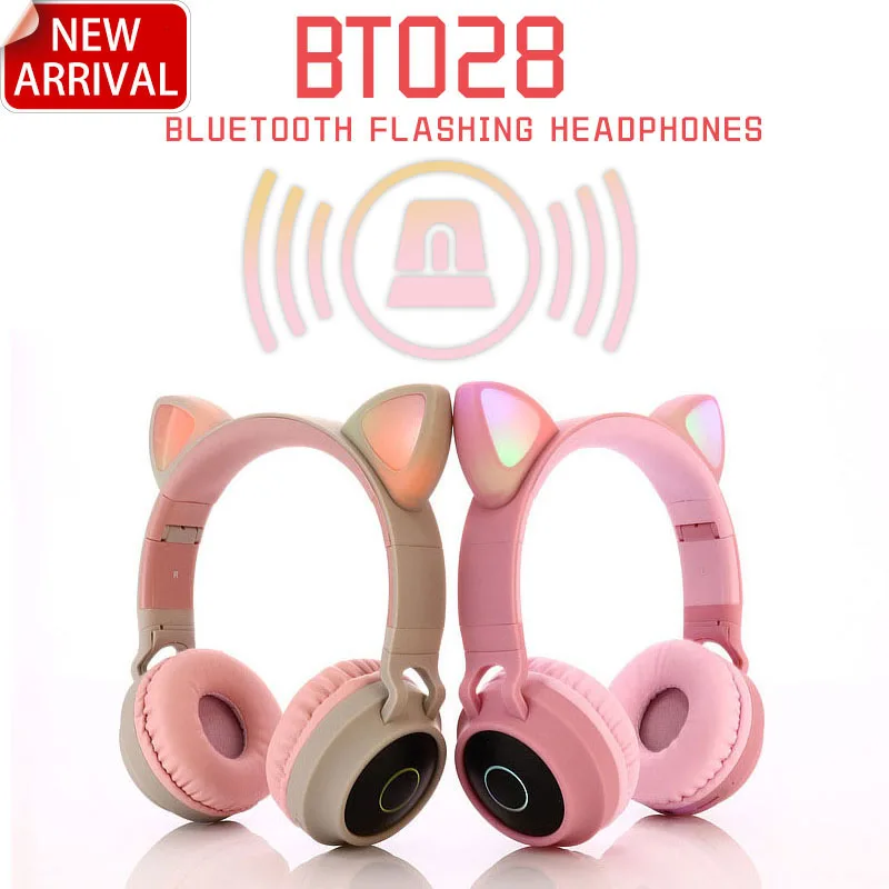 Кошачий светодиодный Bluetooth беспроводные наушники кошачьи игровые для компьютера