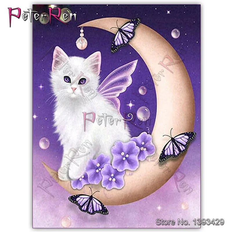 Алмазная живопись сделай сам мозаика с кошками бабочками луной планетами