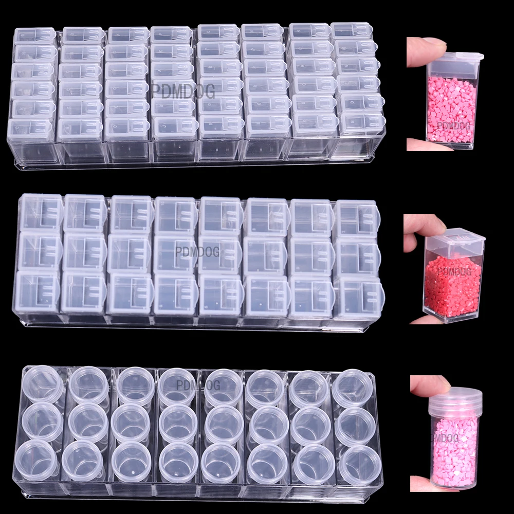 

24/48 Bottle Storage Box Professional Diamond Painting Tools Round Bottle Square Box Multifunction Mosaic Material Storage Jar