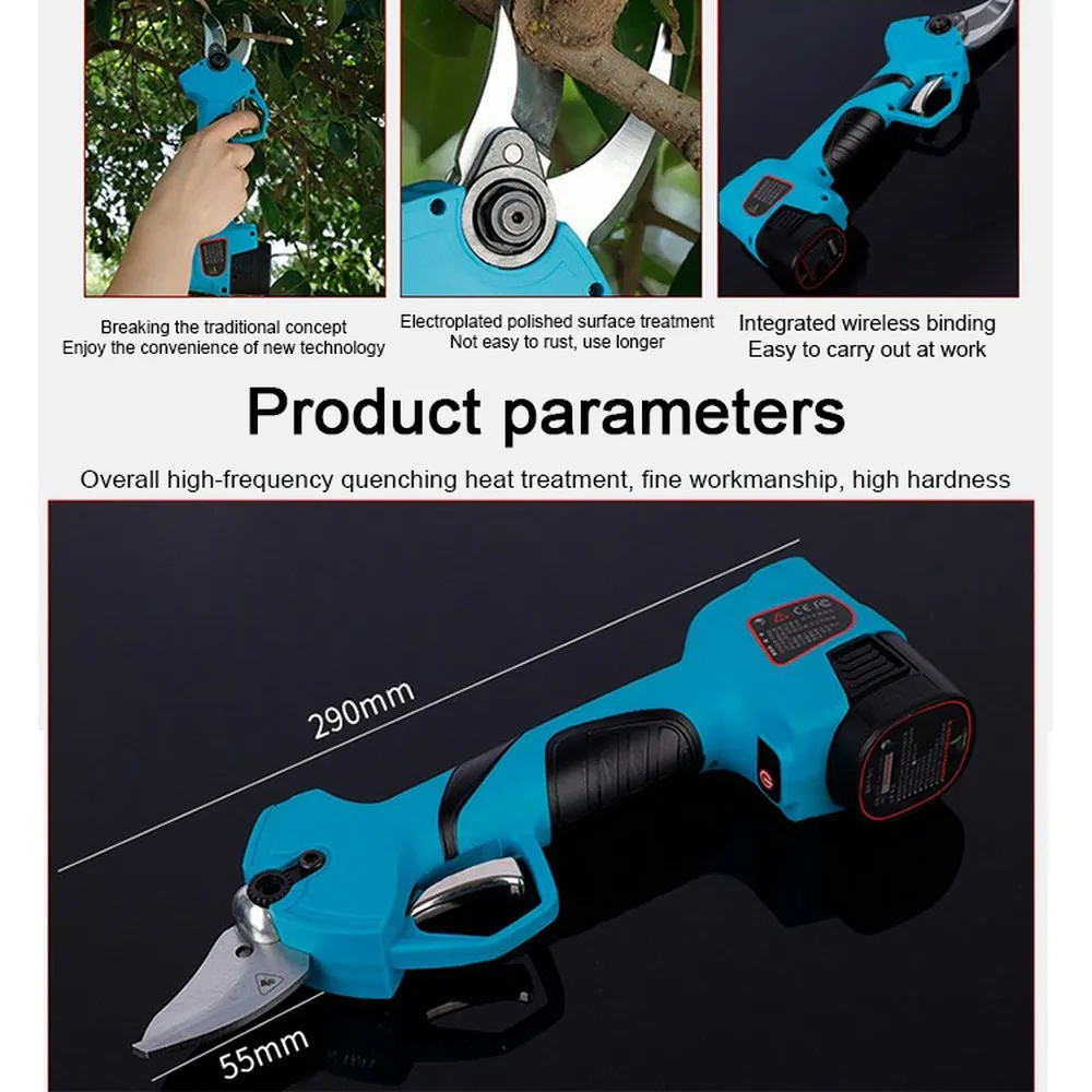 

16.8V Cordless Electric Rechargeable Lithium Pruning Shears Secateur Branch Cutter Electric Fruit Pruning Tool Garden Pruner