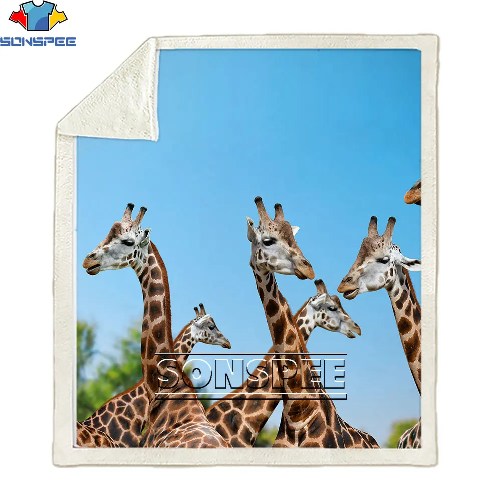 

SONSPEE 3D печать Горячая забавная зеленая Жираф искусственная кожа для кровати домашняя гостиная портативное одеяло