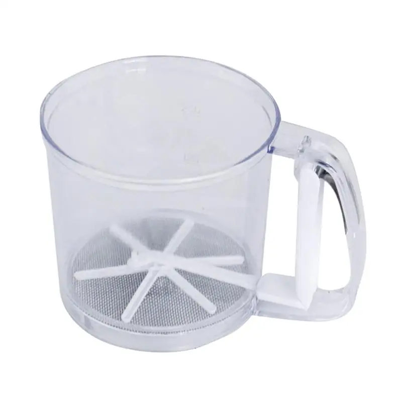 Пластиковый ситечко для муки мелкоячеистый фильтр ручной шейкер сахара выпечки