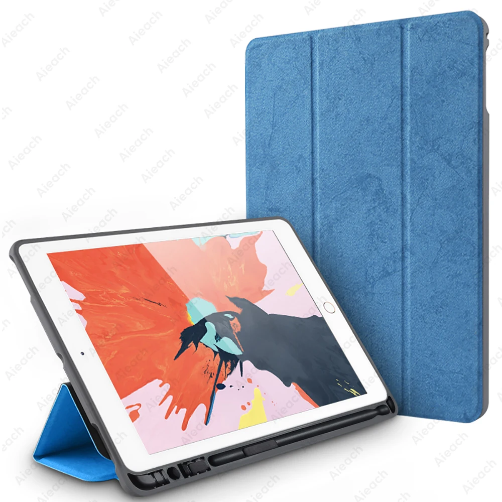 Чехол для iPad Pro 10,5 со встроенным карандашом, умный кожаный мягкий силиконовый тканевый чехол для Apple iPad 10,2 Air 3