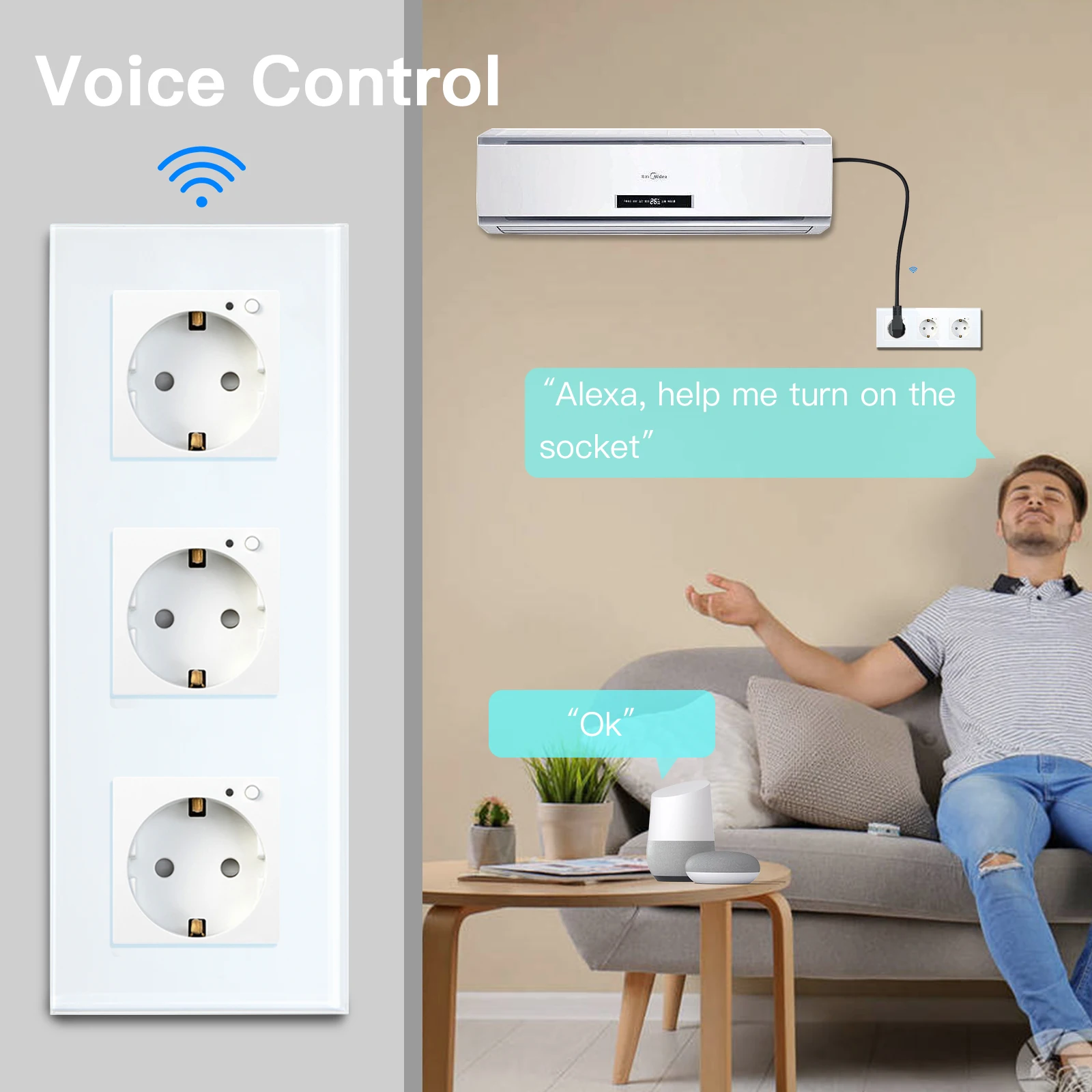 Bseed New Triple EU Russia Standard Power Sockets White Black Grey Gold Crystal Glass Panel 16A Electrical Plug Outlet 110-240V |