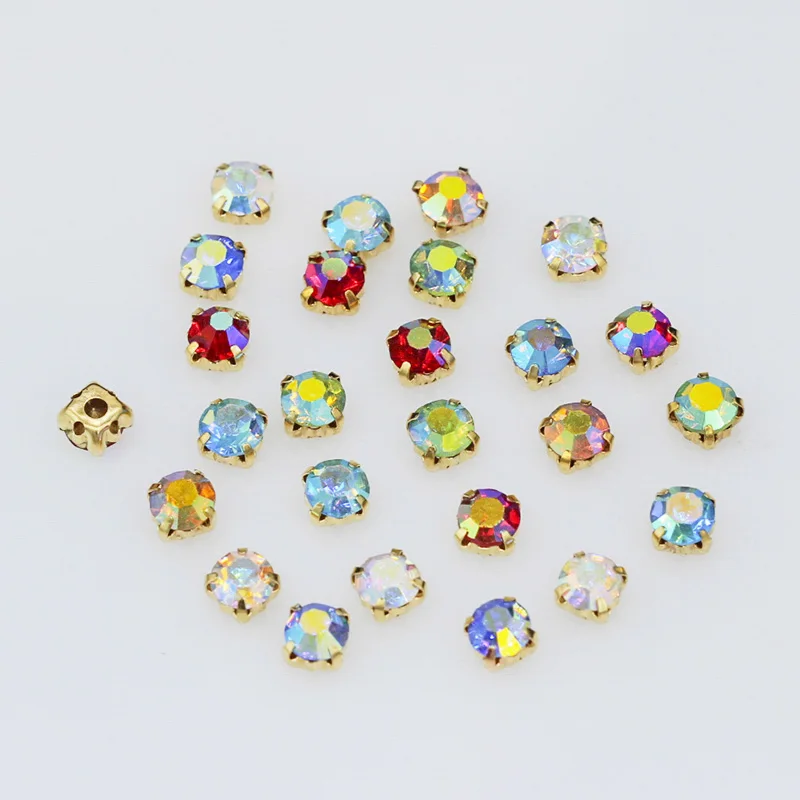 100 шт. блестящие красочные Стразы AB из хрустального стекла камни для одежды