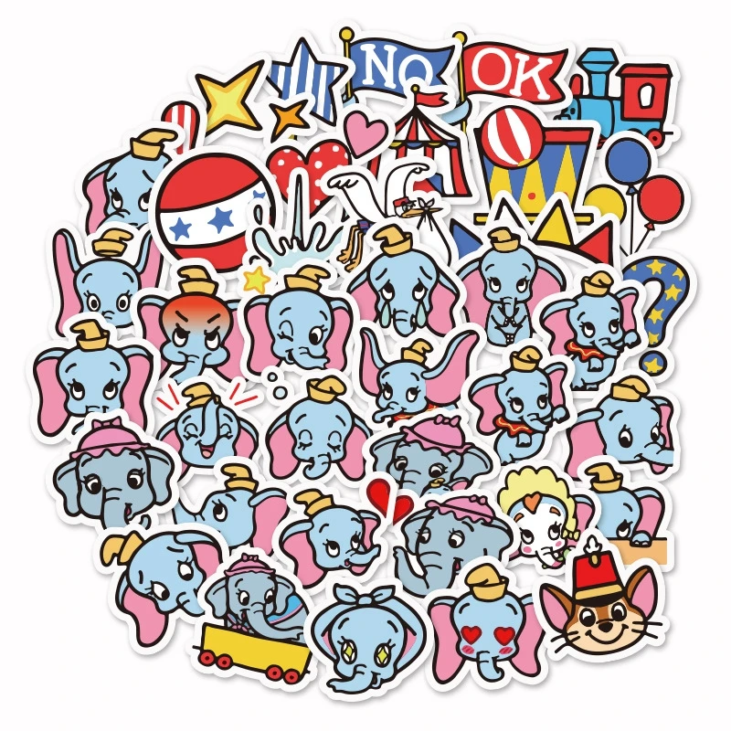 50 шт. Дисней Дамбо наклейки с кавайным рисунком аниме Водонепроницаемый стикеры