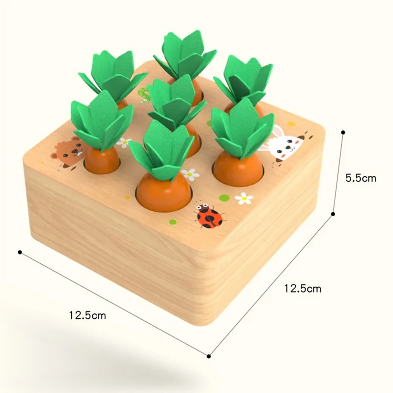 

HOT SALE Wooden Block Pulling Carrot Game Kids Montessori Toy Block Set Cognition Ability Alpinia Toy funny Interactive