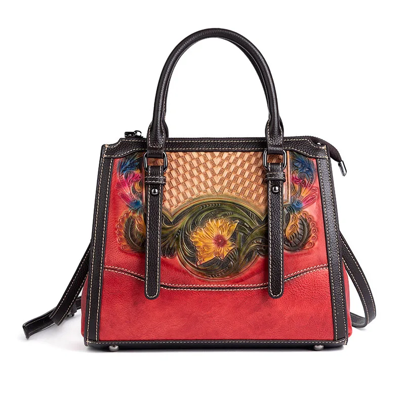 

Leather Ethnic Style Handbags 2021 New Embossed fashion, luxurious handbags, high-quality one-shoulder messenger bag tide