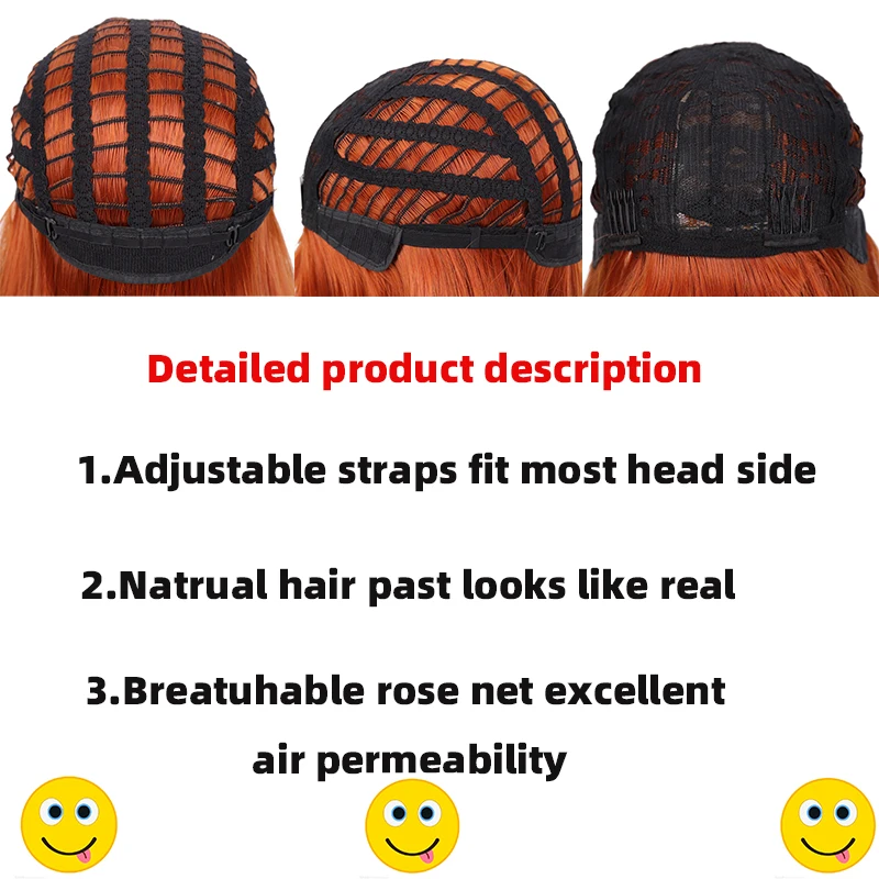 

Synthetic Long Straight Dark Yellow Orange High Gloss Wig Full Fringe Heat Resistant Wig Dark Orange