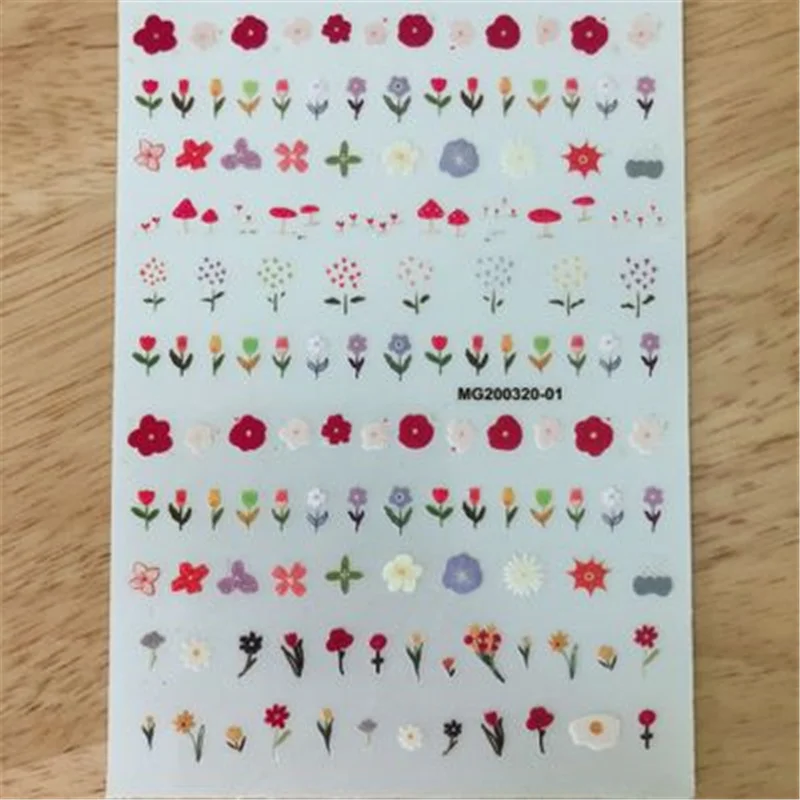 

High Quality Large Version Traceless Nail Stickers Colorful Flowers Paper Stickers for Nail Professional Nail Art Nail Decor