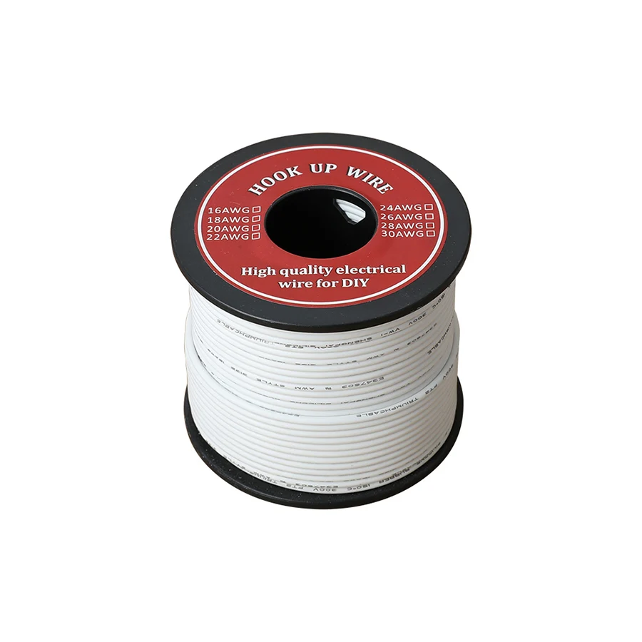 Whith 60 м/лот 196ft Hook-up многожильный провод 22 AWG UL3132 гибкий электрический провод с силиконовой оплеткой резиновая Изолированная Луженая Медь 300 в 6 цветов - Цвет: Whith