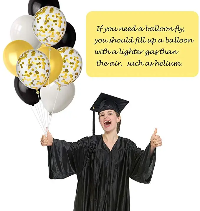 11pcs Balloons with Balloon Gold Confetti Black White Inflator for Wedding Birthday Baby Shower Party Decorations | Дом и сад