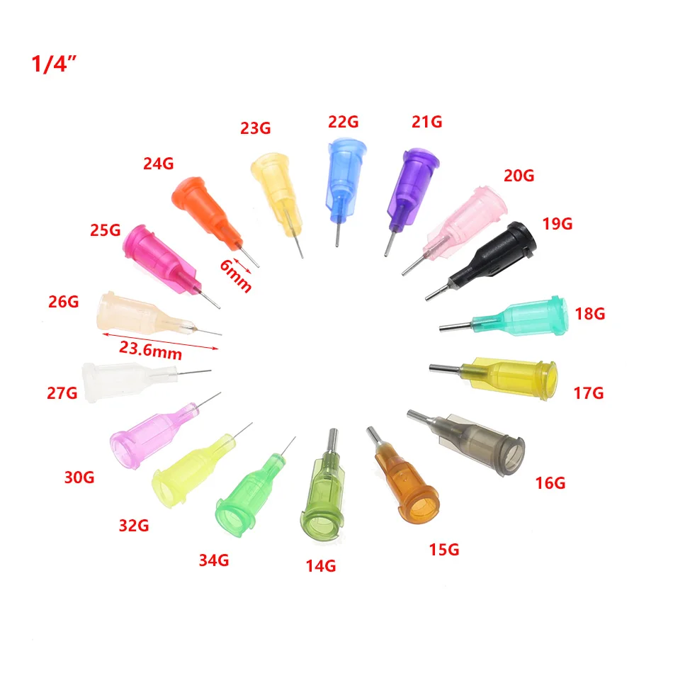 

25pcs 14 -34G 1/4 Luer Lock Blunt Syringe Tip Screw Needle Precision Liquid Dispenser Gauge Glue Dispensing