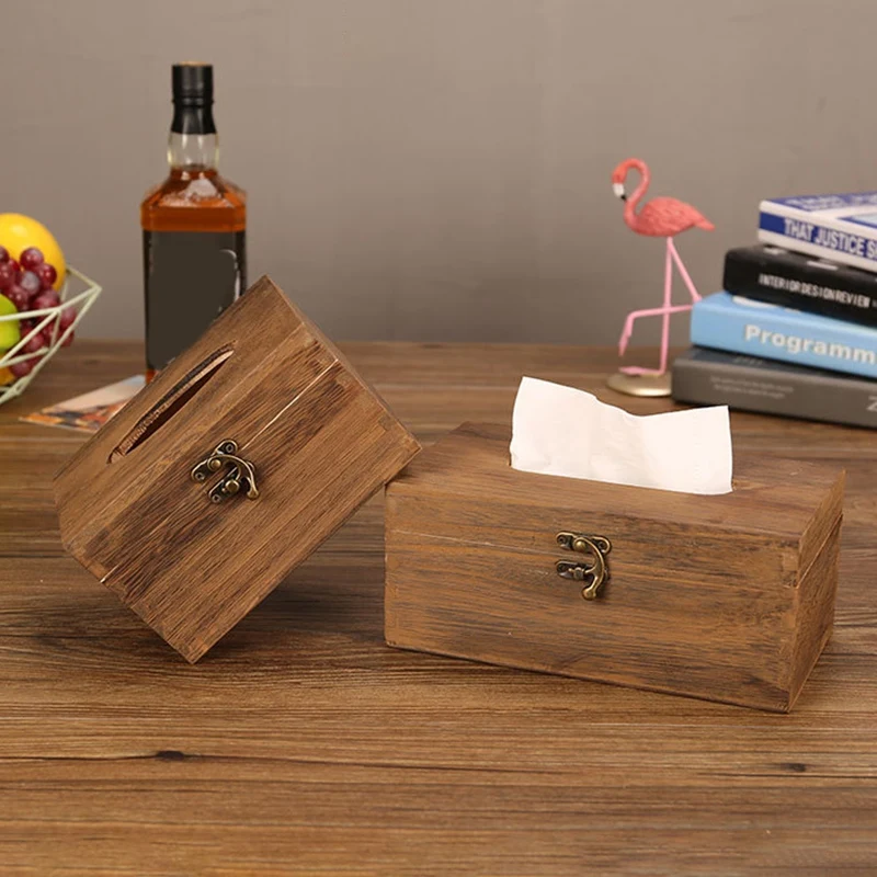 Useful Wooden Retro Tissue Box Cover Paper Napkin Holder Case Home Car Decor New Small | Дом и сад