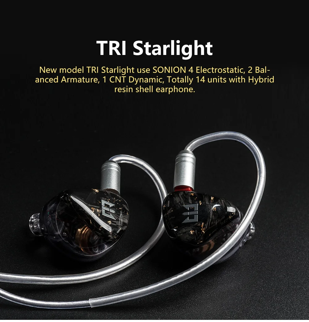 TRI Starlight 4 электростатического привода + 2BA 1DD наушники вкладыши Hifi спортивные с