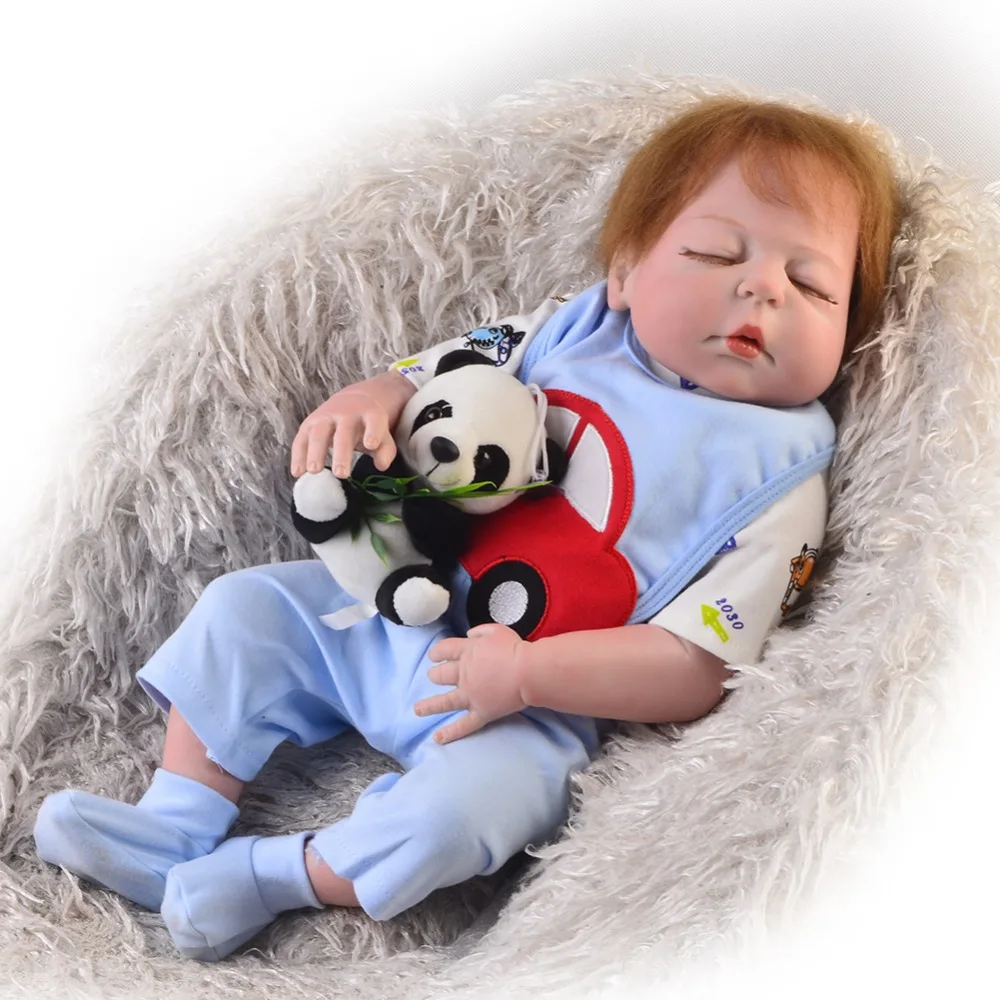 Reborn Спящая Детская кукла 22 дюймов Реалистичная ручная роспись силиконовая кожа