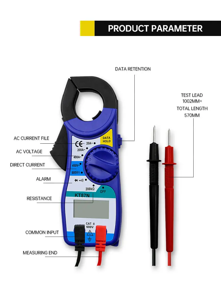 

INGBONT Digital Clamp Meters Multimeter AC/DC Tester Voltage Detector True RMS 20-400A Electrical Instruments Measurement Tools