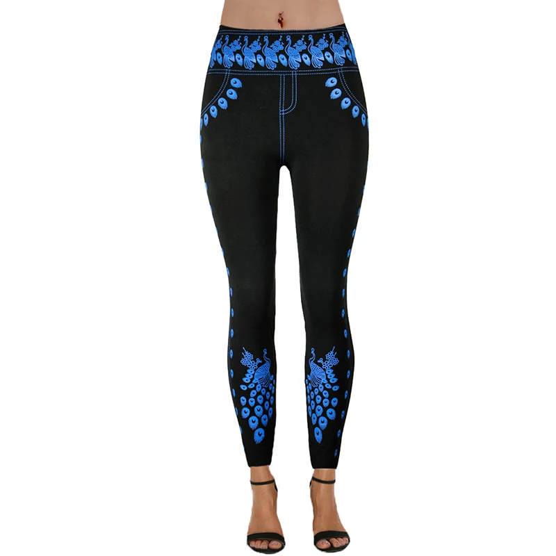 Женские облегающие леггинсы с принтом черные спортивные Леггинсы пуш-ап