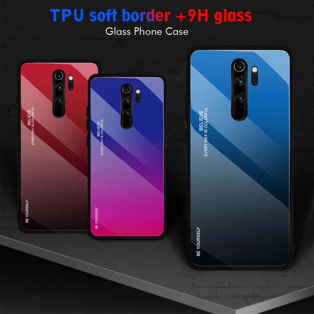 Чехол OTAO с градиентным закаленным стеклом для Xiaomi Redmi Note 5 6 7 8 Pro K20 9H защитное