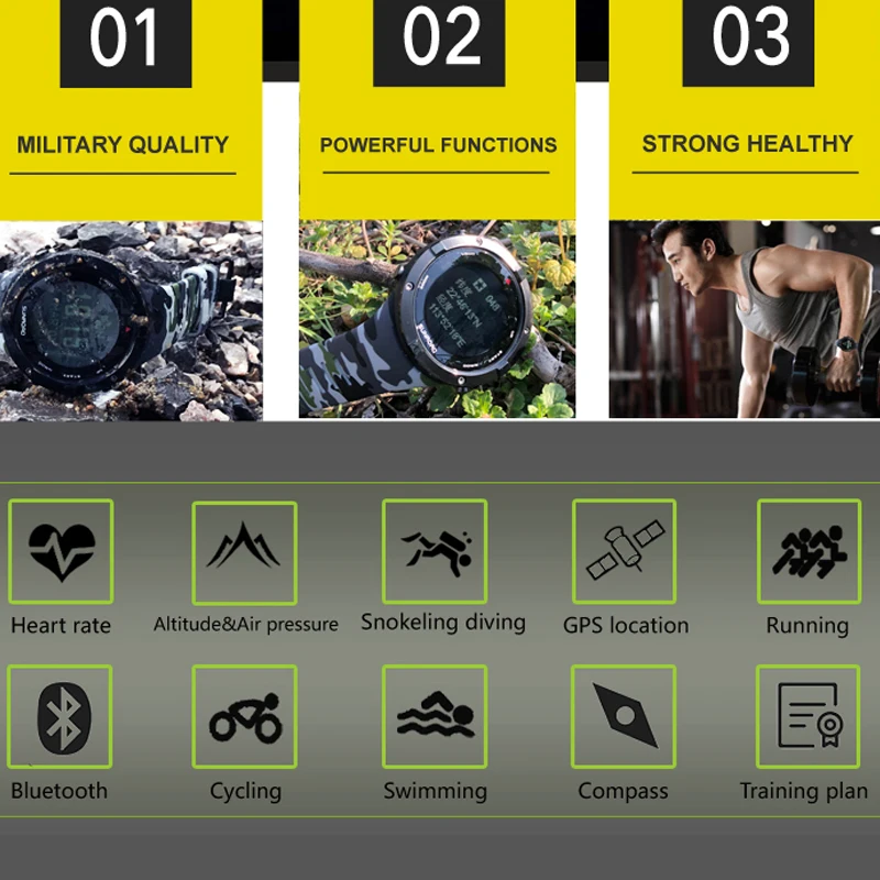 Часы наручные SUNROAD Мужские Цифровые спортивные Смарт-часы с GPS пульсометром