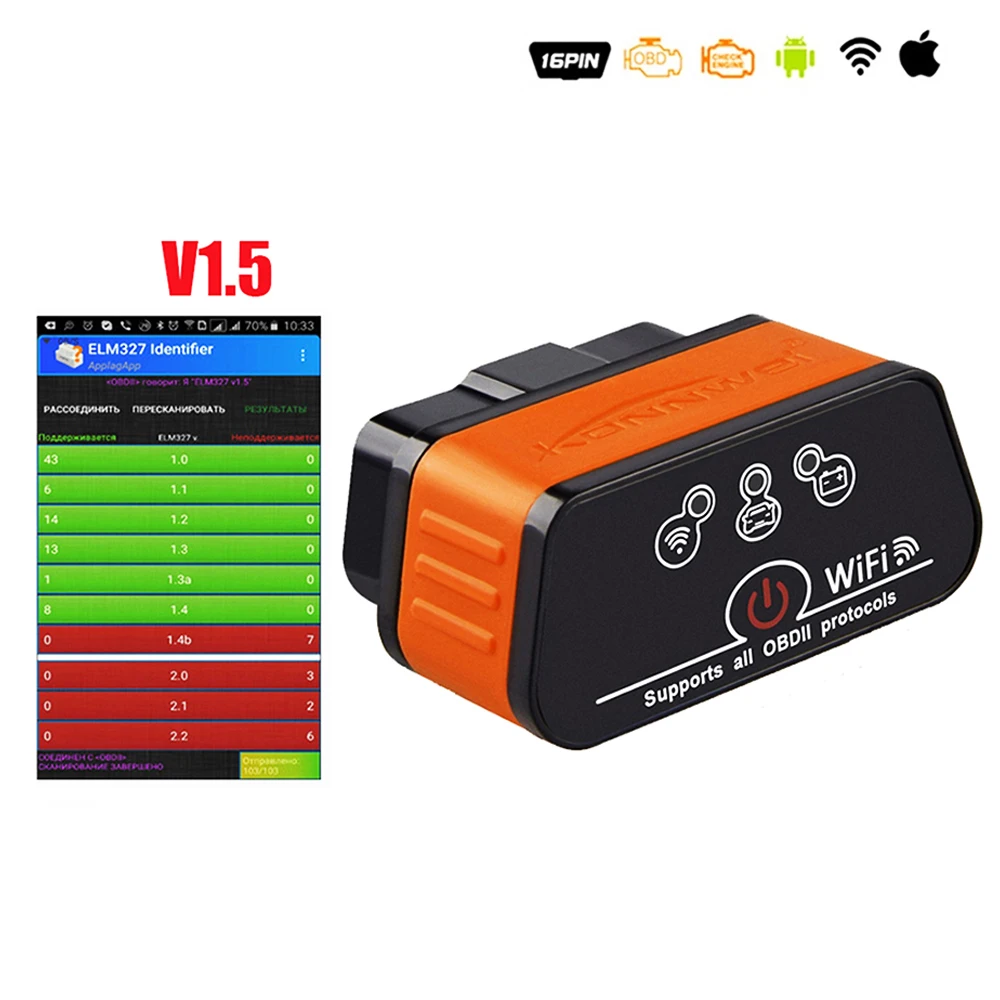 OBD2 wifi EML327 v1.5 Icar2 автоматический диагностический сканер ODB 2 Wifi автоматический сканер ODB II EML 327 для iPhone ELM 327 Автомобильный сканер