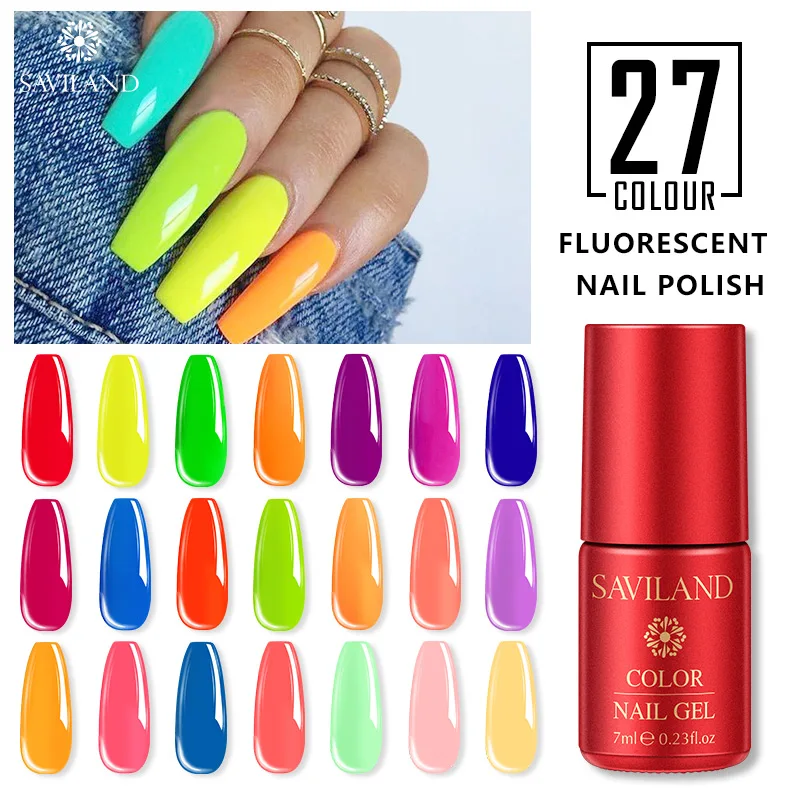 Флуоресцентный Гель лак Saviland 7 мл СВЕТОДИОДНЫЙ УФ для ногтей Полупостоянный