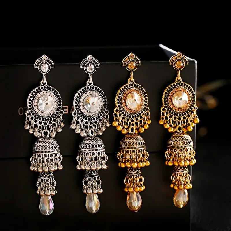 OIQUEI 2020 индийские ювелирные изделия Jhumka серьги Boho цыганские золотые серебряные