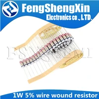 50pcslot 1w 5 wire wound resistor fuse winding resistance 0 1r 0 15r 0 33r 1r 2r 2 2r 3r 4 7r 5 1r 6 8r 10r 22r 47r 100r