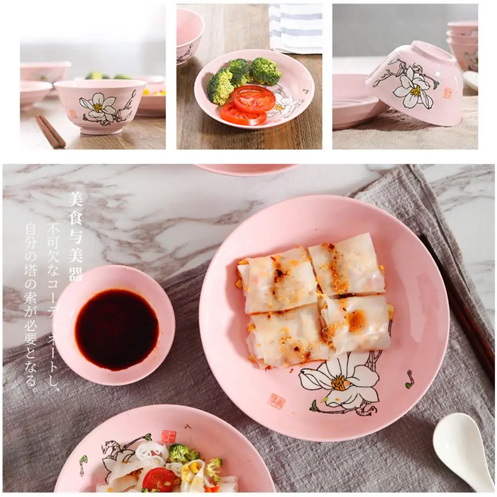

Studyset 40pcs/set Ceramic Flower Pattern Bowl Plate Chopsticks Spoon Cutlery Set